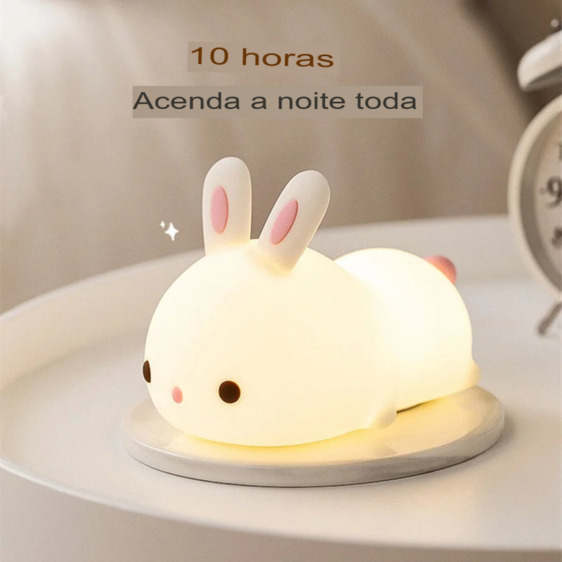 Light Rabbit | Luminária Infantil em Silicone - Em Formado de Coelho Fofinho