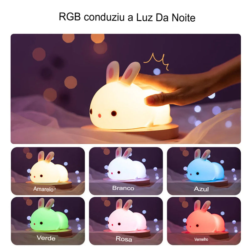 Light Rabbit | Luminária Infantil em Silicone - Em Formado de Coelho Fofinho