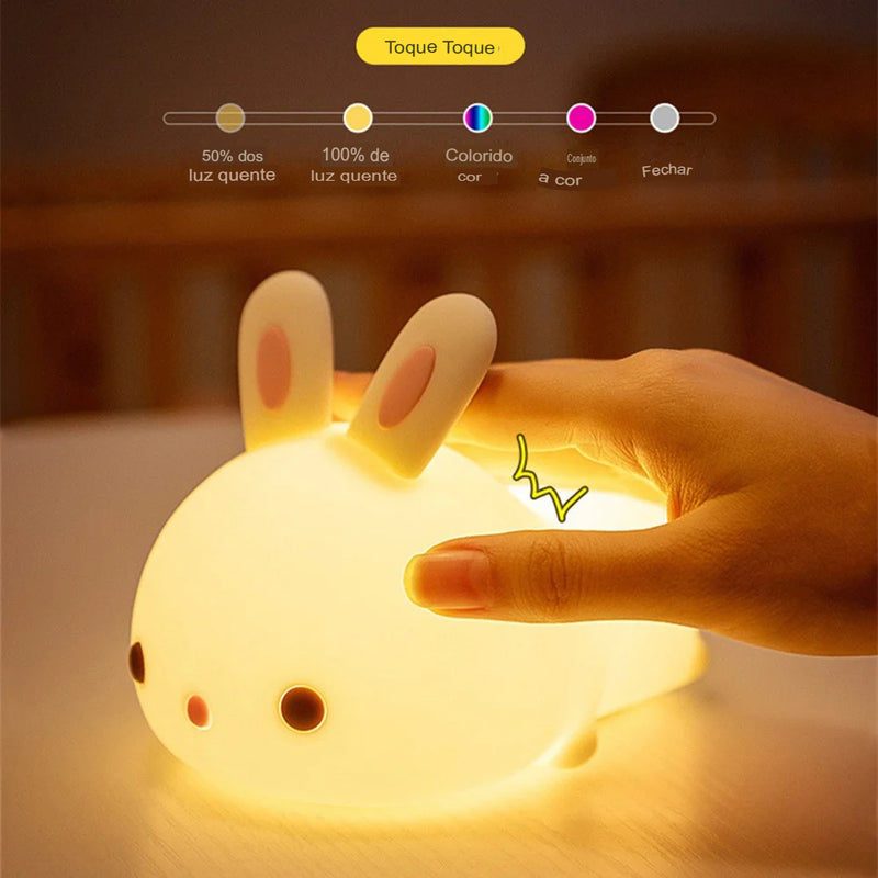 Light Rabbit | Luminária Infantil em Silicone - Em Formado de Coelho Fofinho