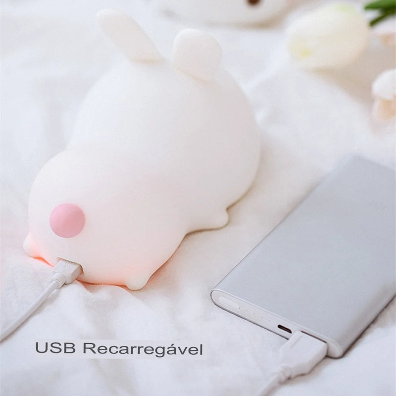 Light Rabbit | Luminária Infantil em Silicone - Em Formado de Coelho Fofinho